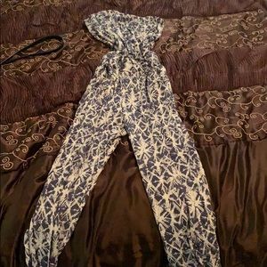 Strapless blue jumpsuit